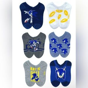 Sonic The Hedgehog Boys No-Show Socks, 6 pack Size M or L